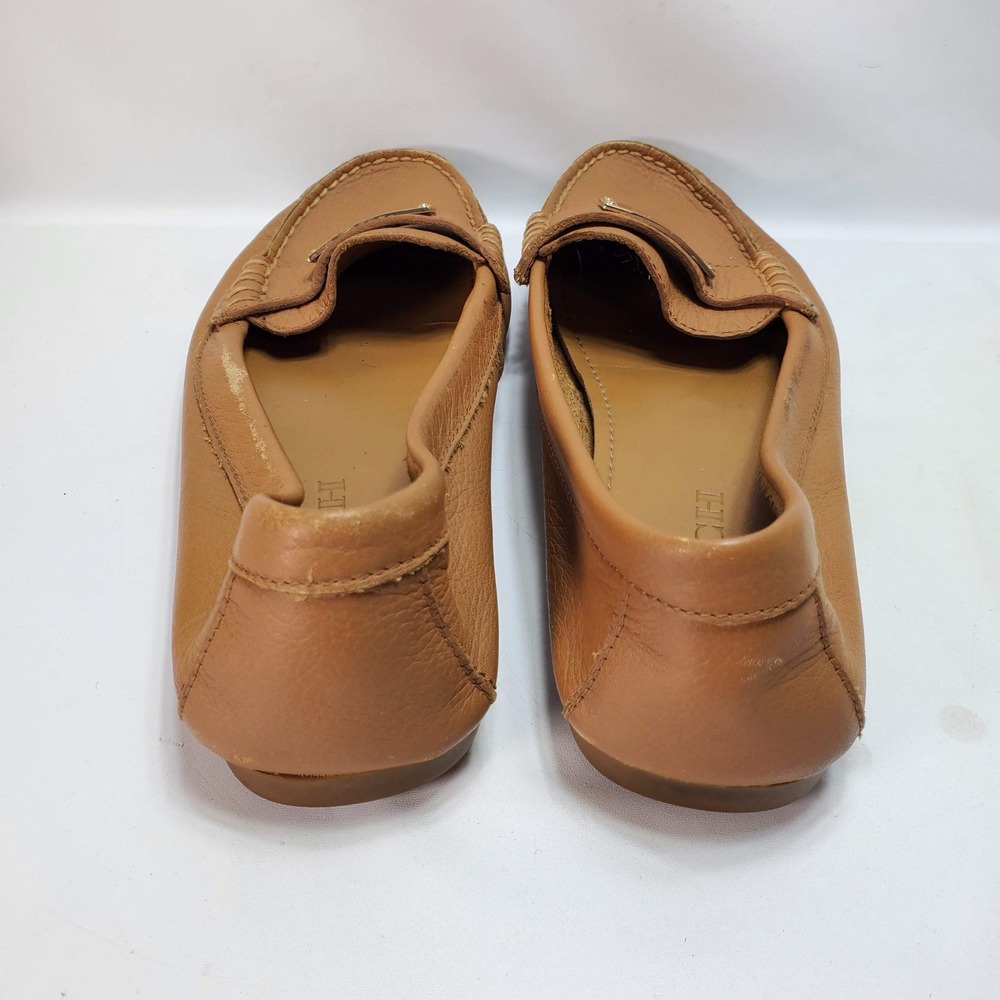 Coach Fredrica Loafers‎ Women 7.5B Tan Leather Gold Logo Driving Moccasins A5175 - Picture 4 of 8